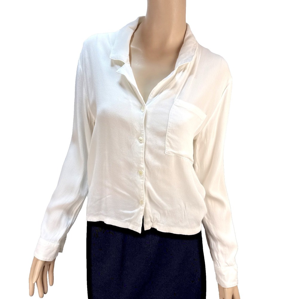 Wilfred Free Camille Shirt Size M Button Up Pocket Long Sleeve White Viscose